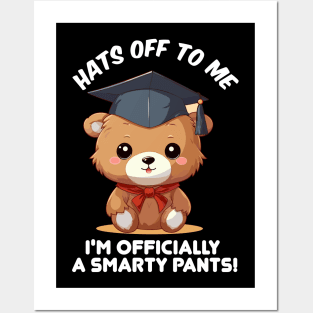 Funny bear graduation illustration Posters and Art